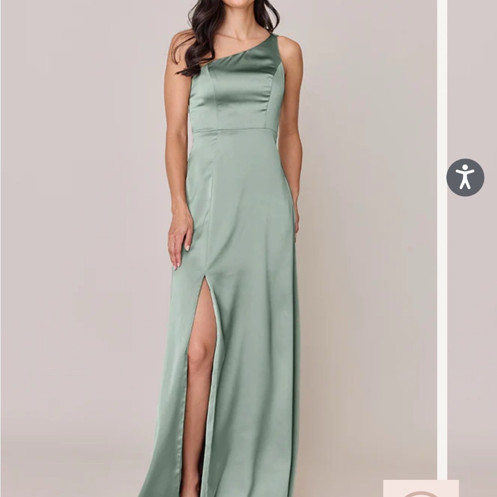 Revelry Sage Satin Bridesmaid Dress